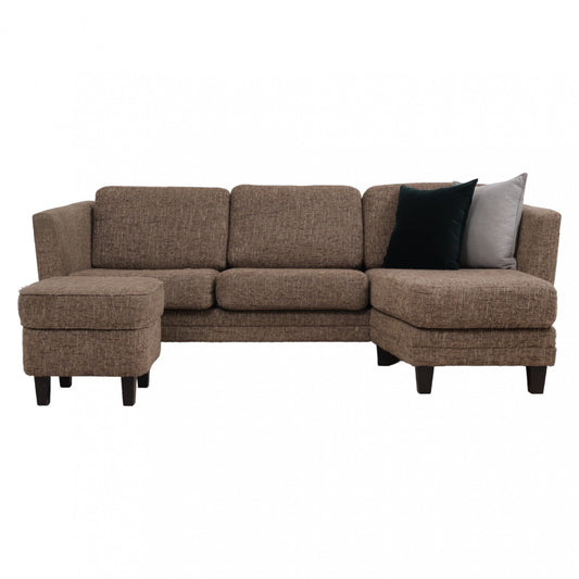 Nyrenset | Brun Coffee sjeselongsofa med puff