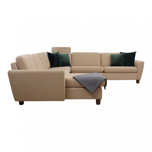 Nyrenset | Beige Formfin u-sofa med sjeselong