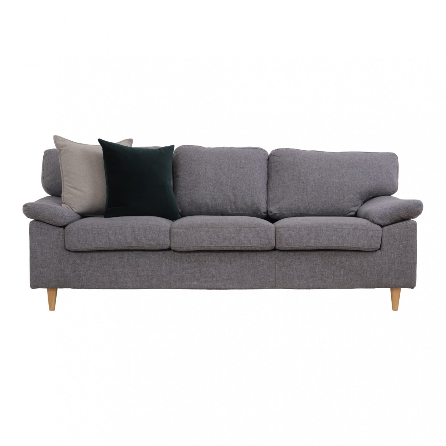 Nyrenset | Grå 3-seter sofa med eikebein