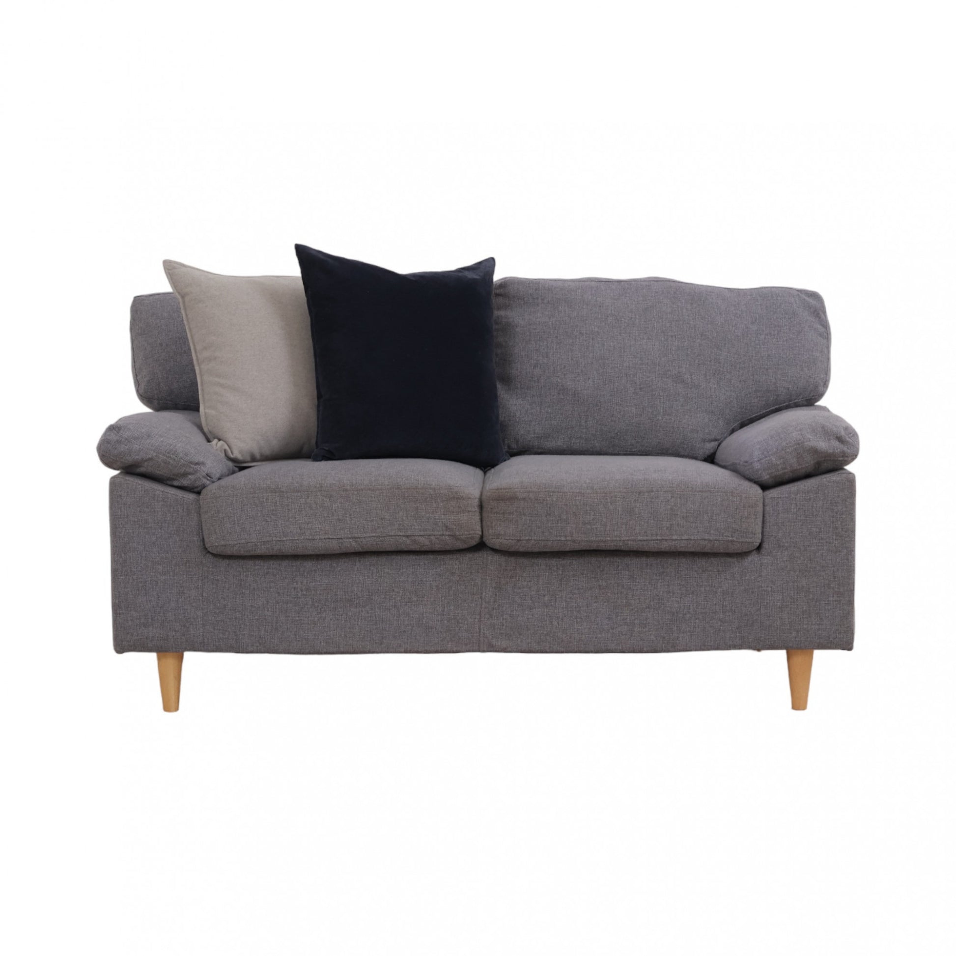 Nyrenset | Grå 2-seter sofa med eikebein