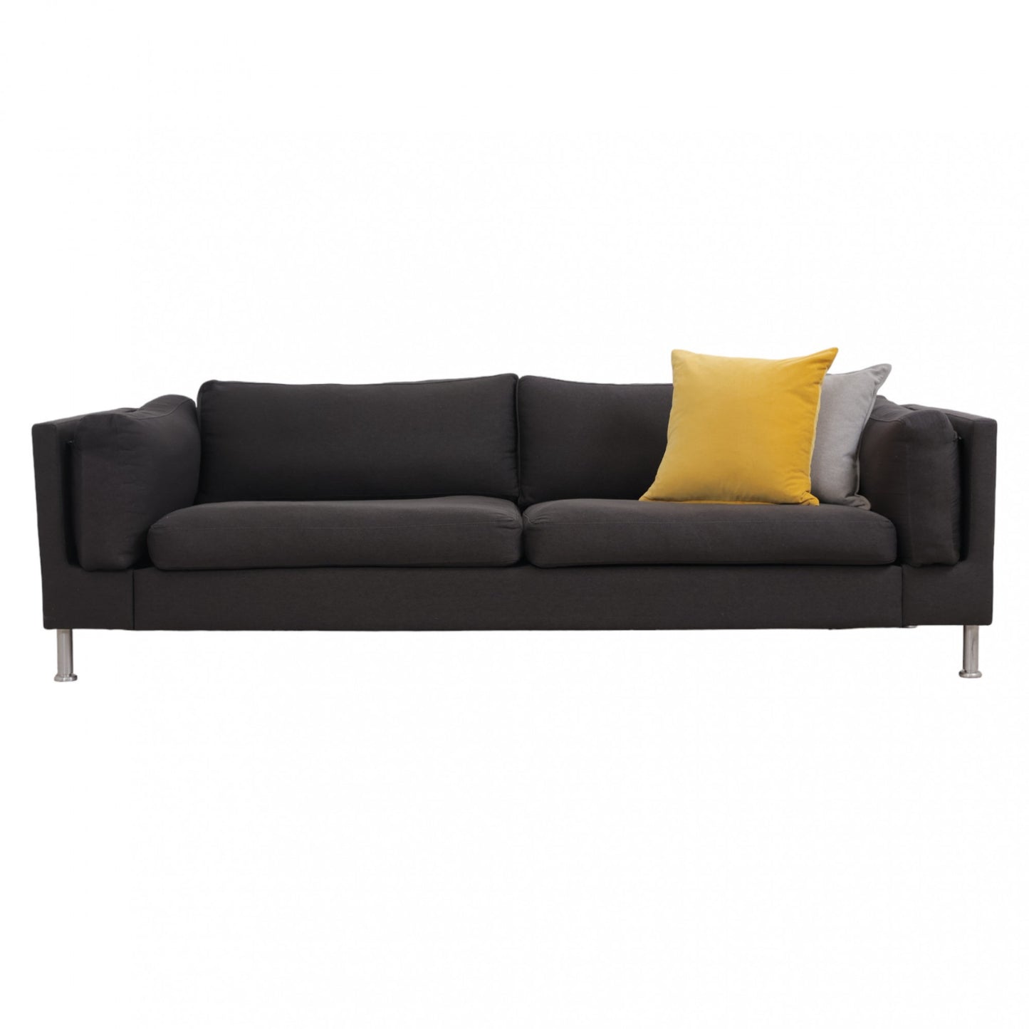 Nyrenset | Mørk grå 3-seter sofa med bein i krom