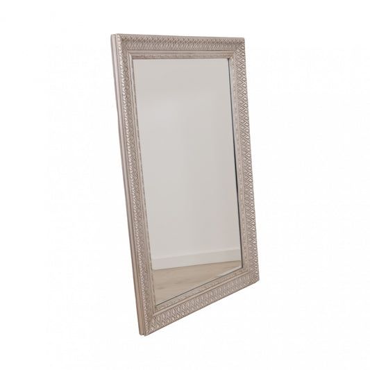 90x60 cm, speil med sølvgrå ramme