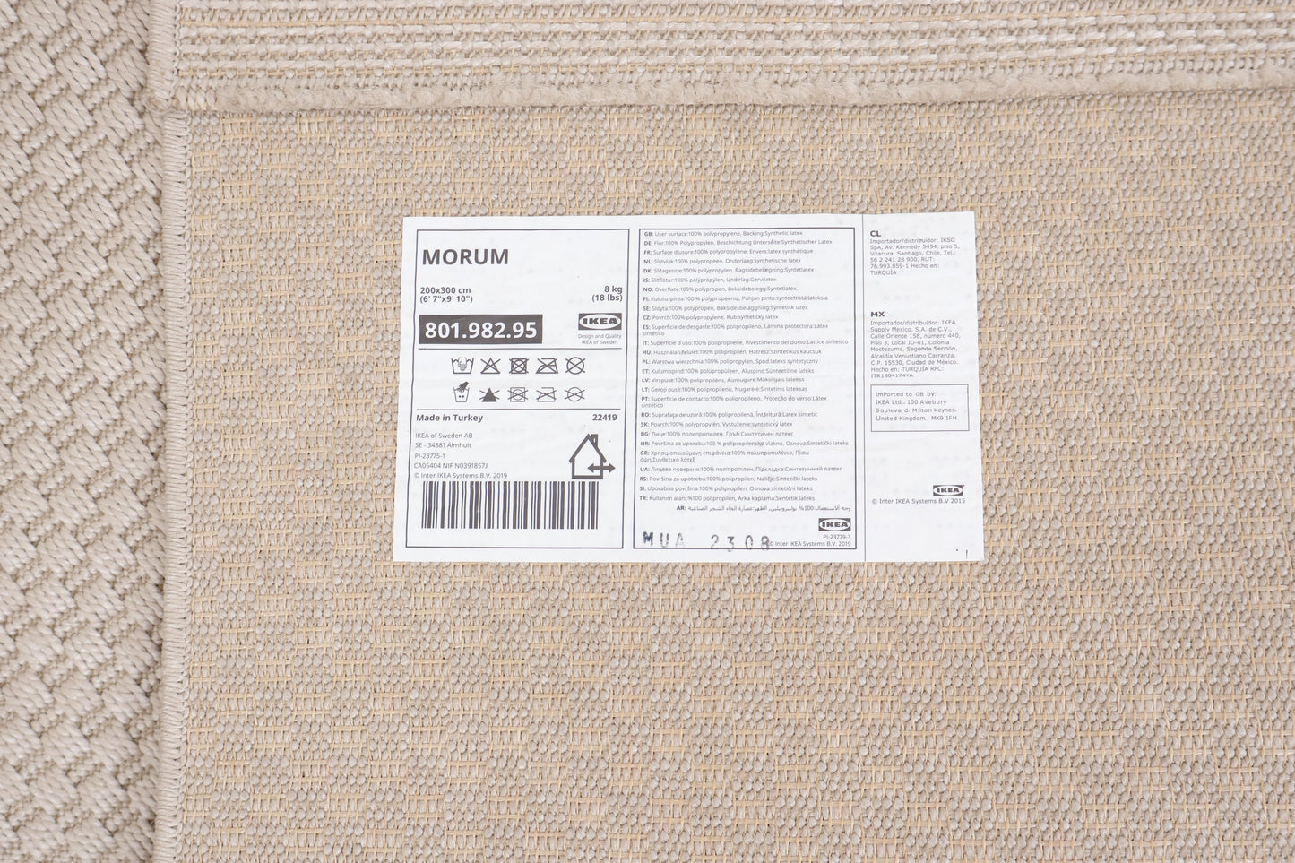 Stort beige IKEA Morum gulvteppe