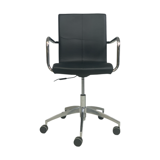Konferansestol DELTA med hjul Krom stativ, svart kunstskinn