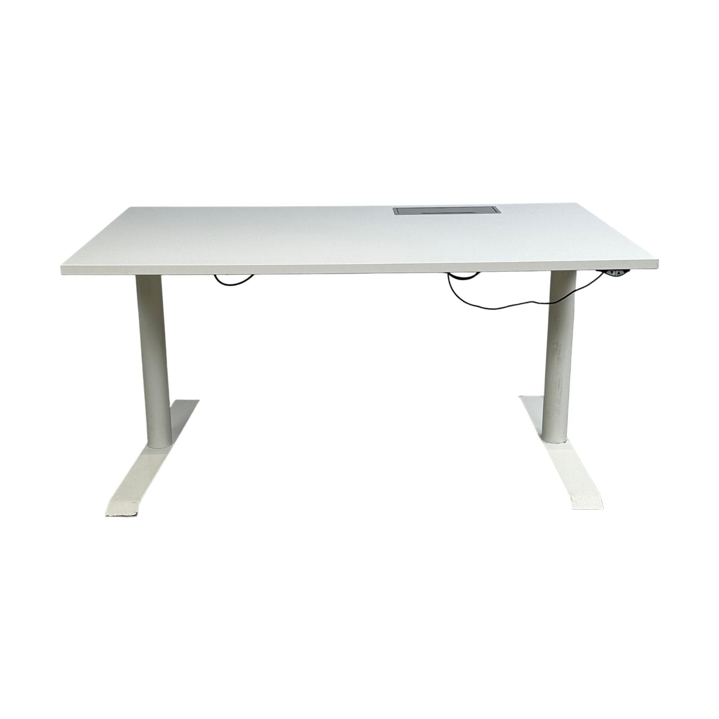 Elektrisk hev/senk skrivebord, hvit laminat, 140x80 cm
