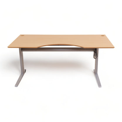 180x90 cm, elektrisk hev/senk skrivebord med magebue og kabelluke