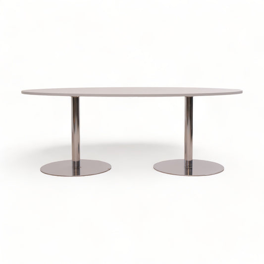 Ovalt møtebord, grå/krom. 200x100 cm