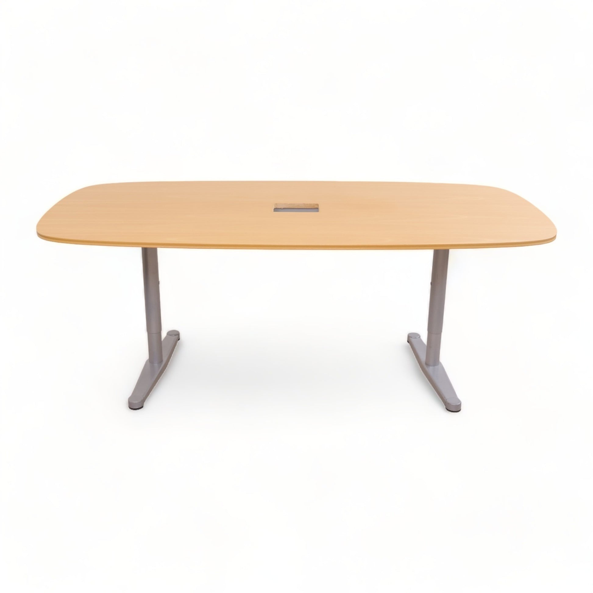 Kvalitetssikret | Manuelt hev/senk skrivebord med oval bordplate
