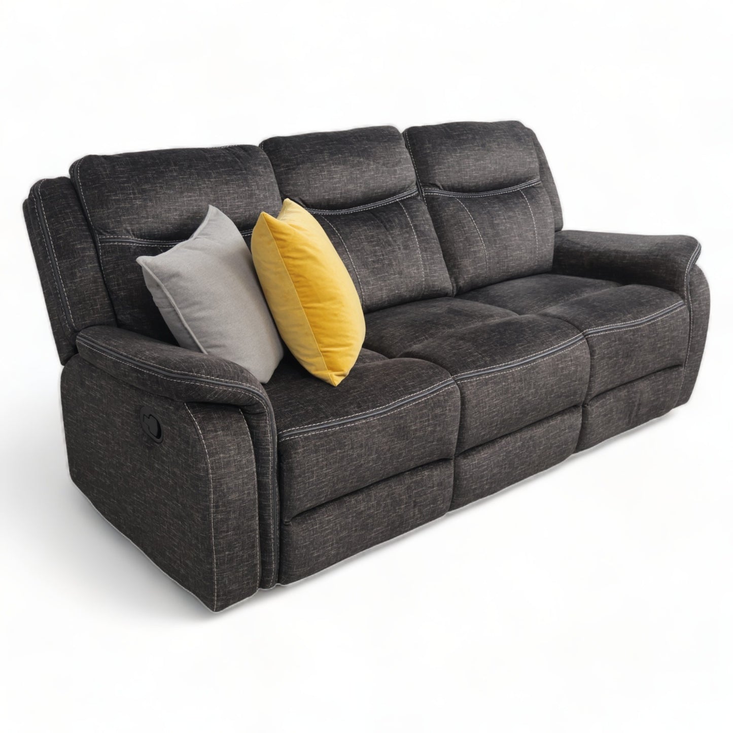 Nyrenset | Mørk grå Leeds 3-seter sofa med recliner