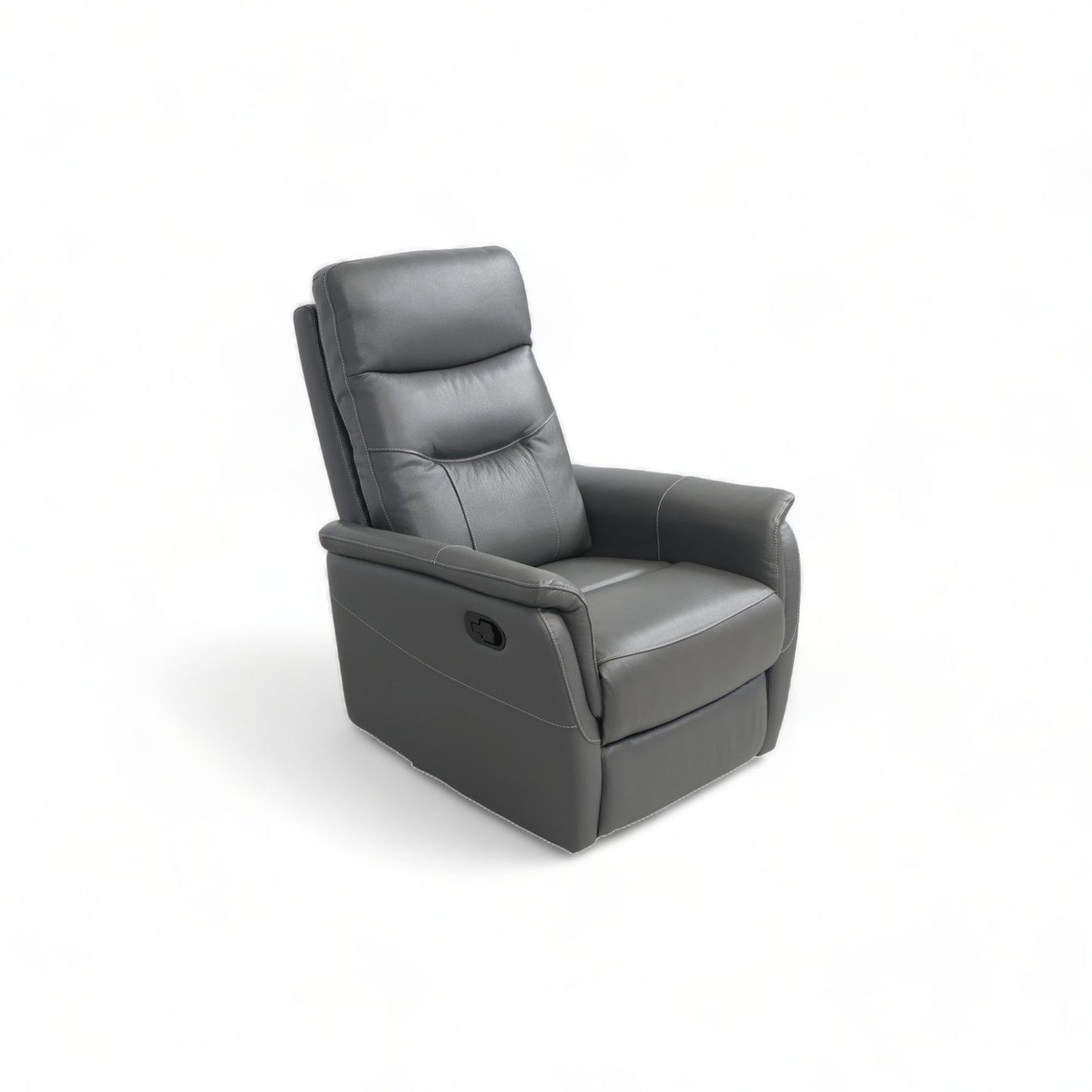 Nyrenset | Mørk grå lenestol i skinn med recliner