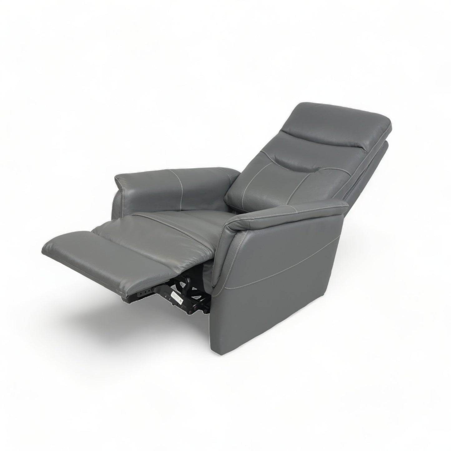 Nyrenset | Mørk grå lenestol i skinn med recliner
