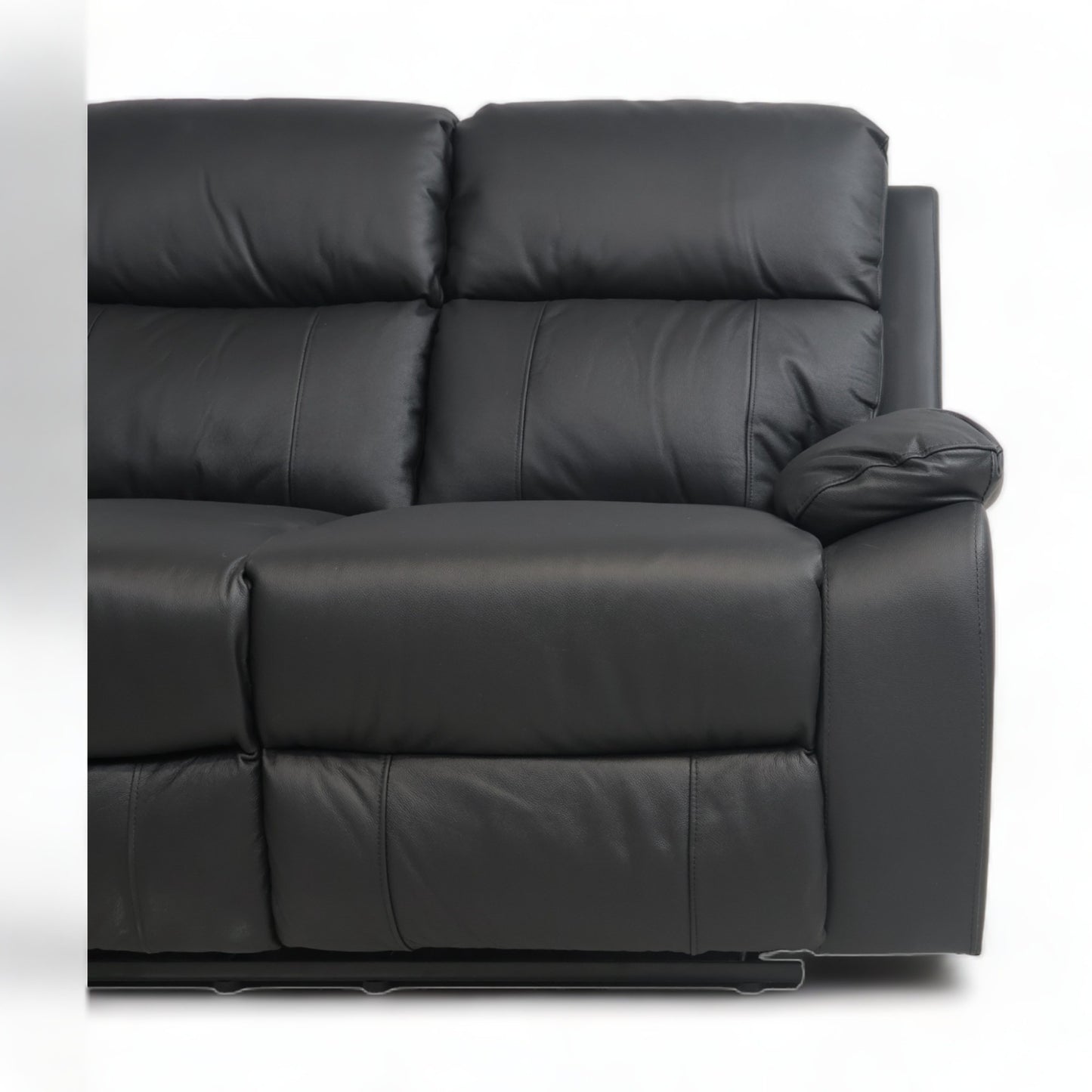 Nyrenset | Sort Mora 2-seter sofa med recliner i skinn