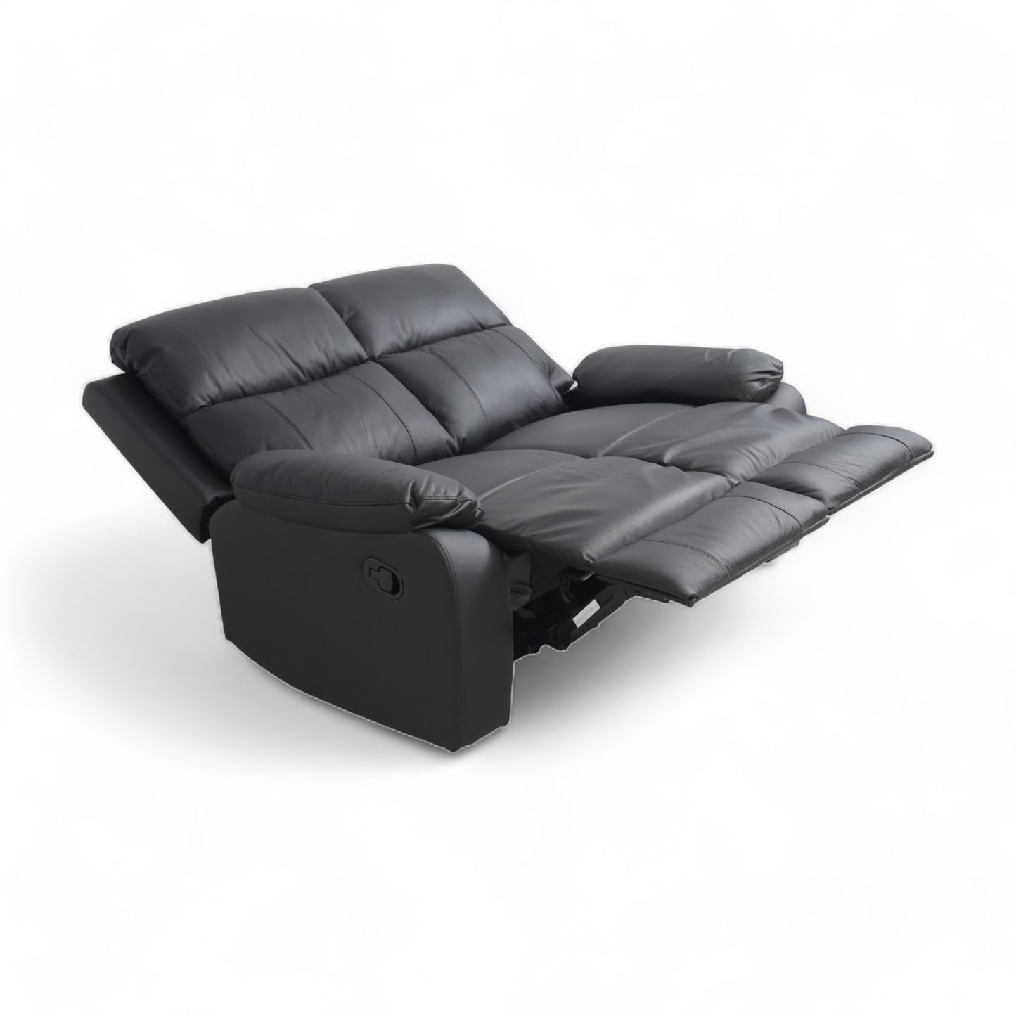 Nyrenset | Sort Mora 2-seter sofa med recliner i skinn