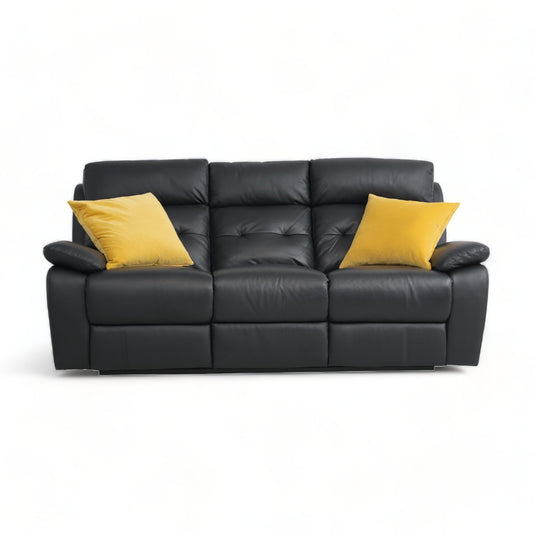 Nyrenset | Sort 3-seter sofa med recliner