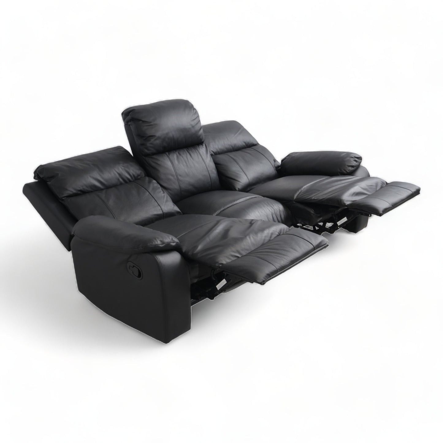 Nyrenset | Sort Mora 3-seter sofa med recliner i skinn