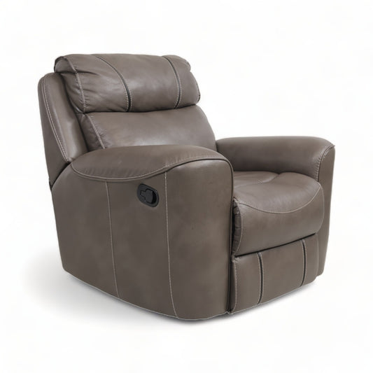 Nyrenset | Brun/grå stol med recliner i skinn