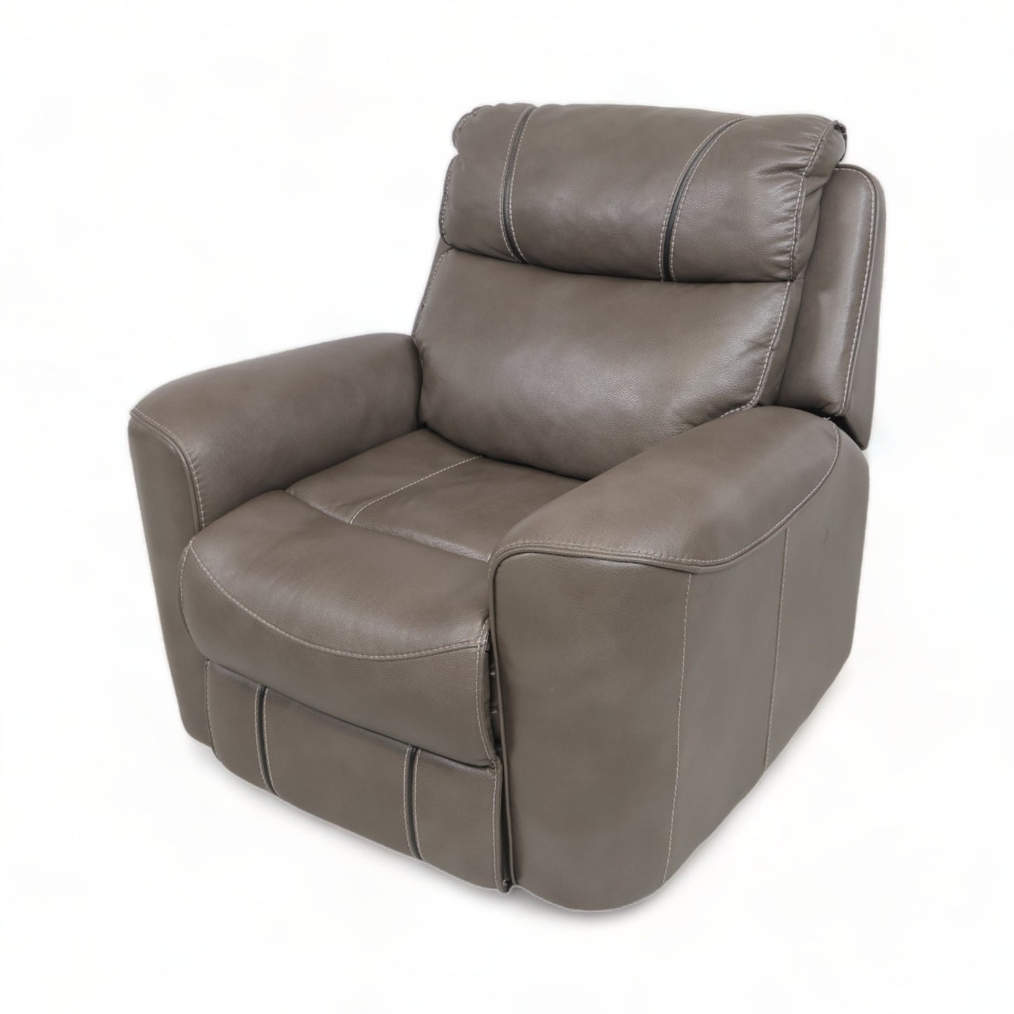 Nyrenset | Brun/grå stol med recliner i skinn
