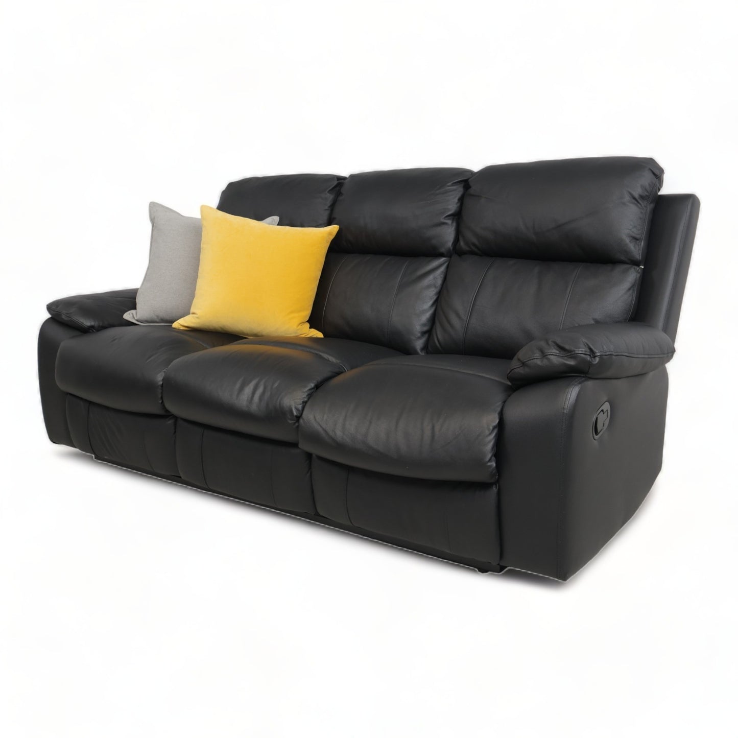 Nyrenset | Sort Mora 3-seter sofa med recliner i skinn