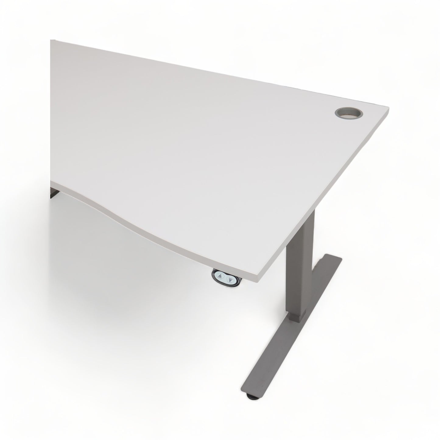 Elektrisk hev/senk skrivebord med magebue, 160x90 cm