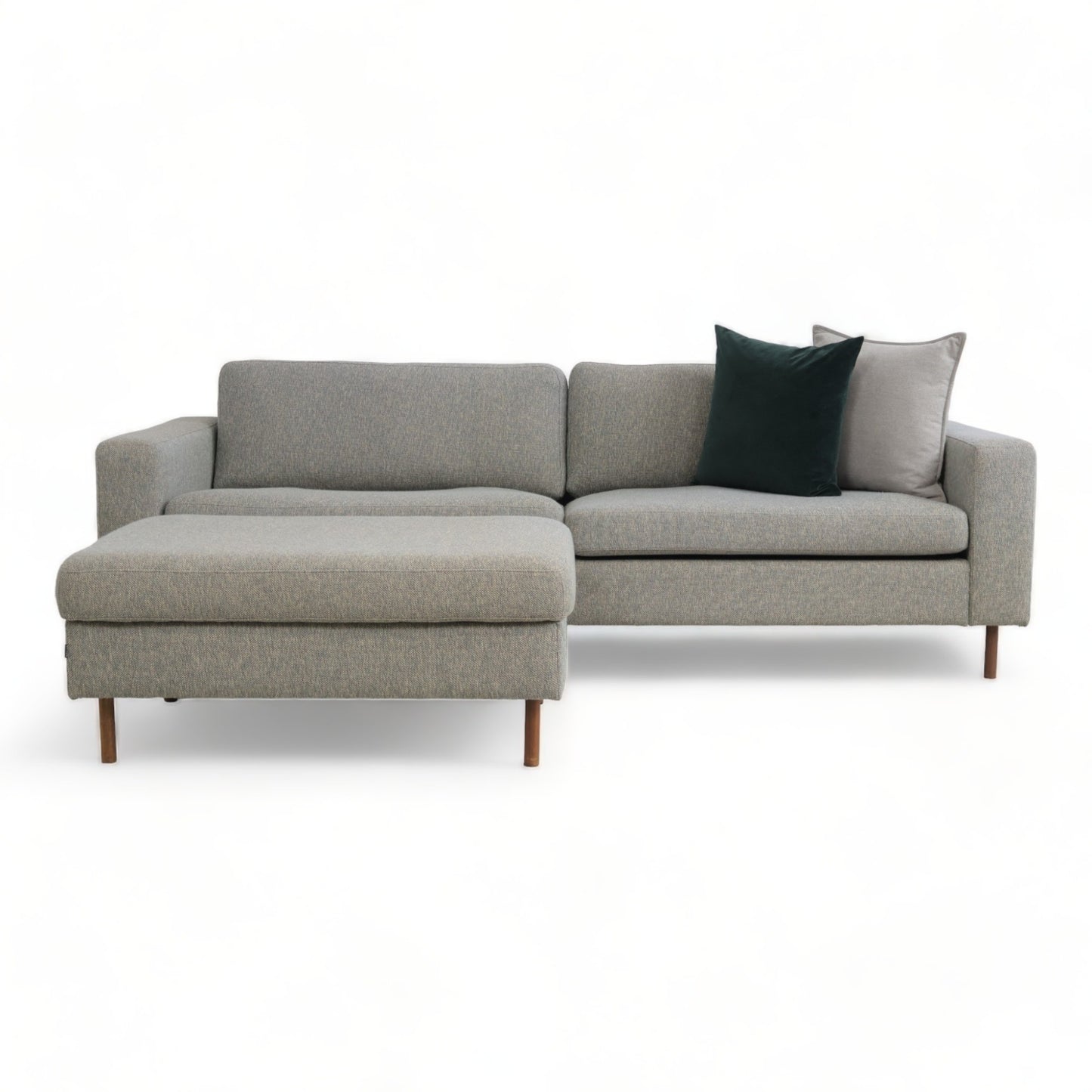 Nyrenset | Grågrønn Bolia Scandinavia 3-seter sofa med puff