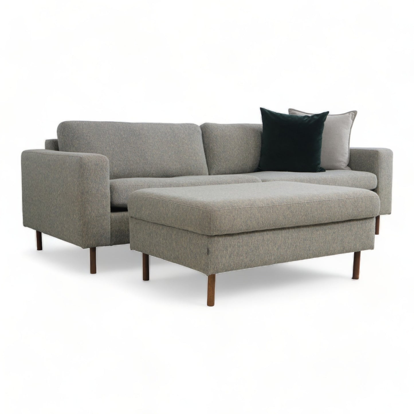 Nyrenset | Grågrønn Bolia Scandinavia 3-seter sofa med puff