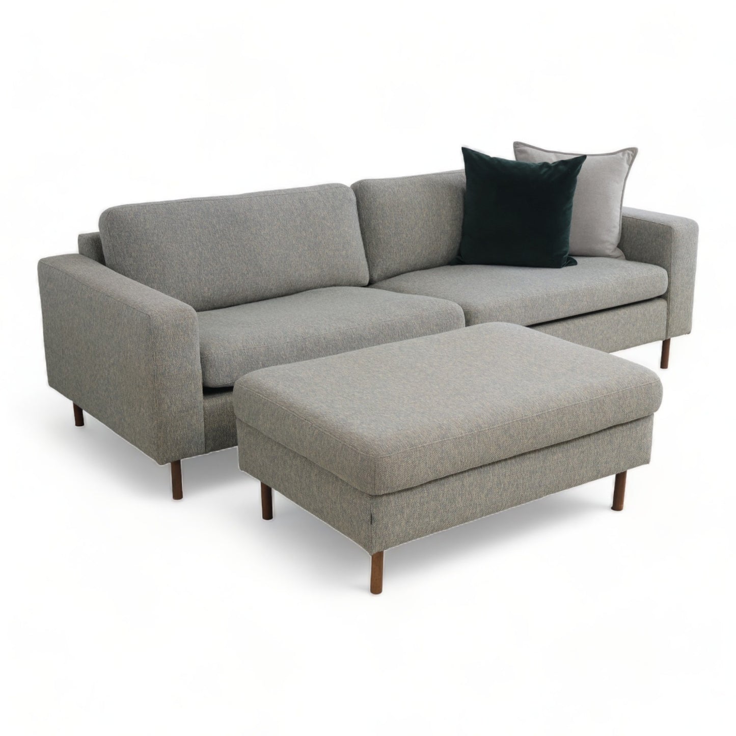 Nyrenset | Grågrønn Bolia Scandinavia 3-seter sofa med puff