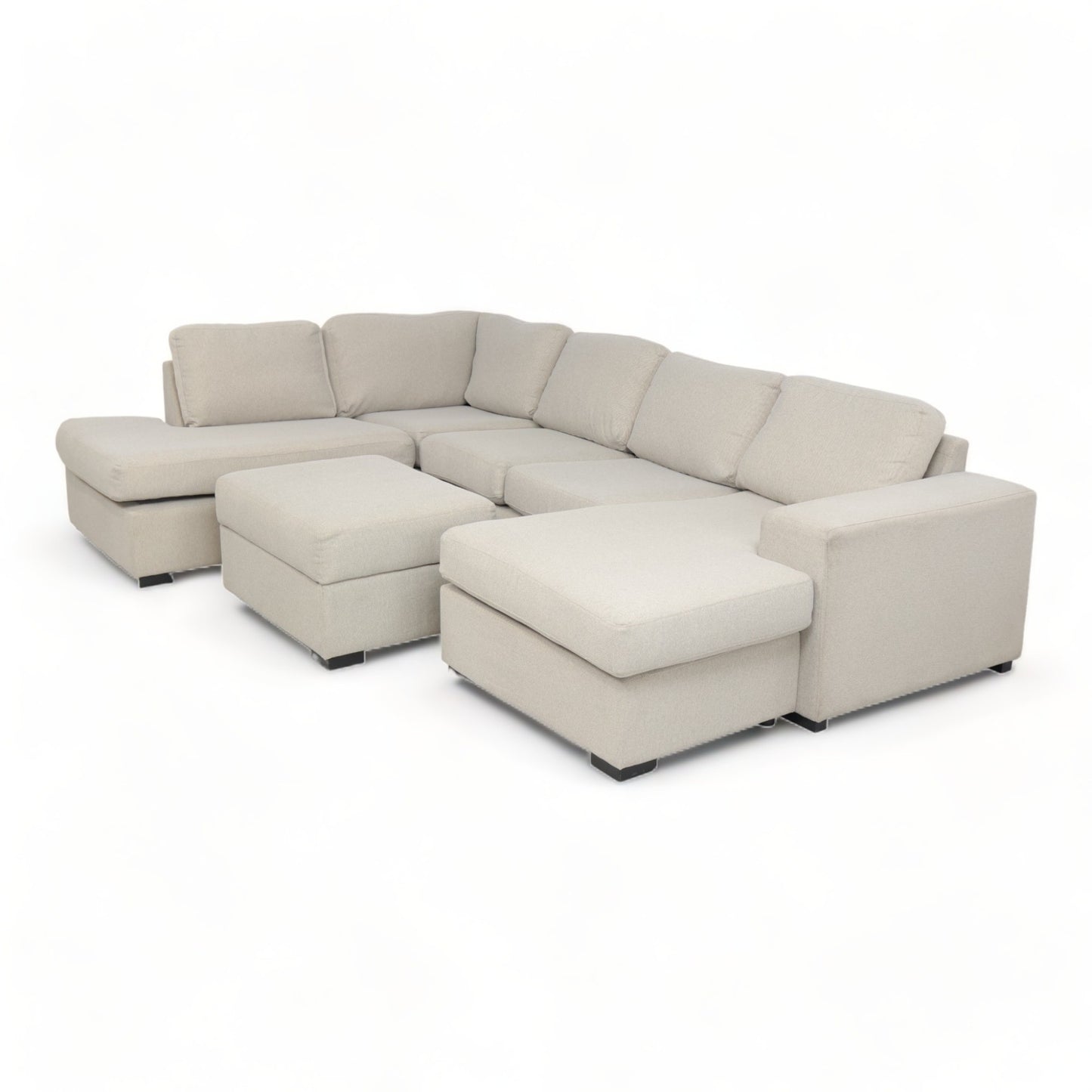 Nyrenset | Beige u-sofa med sjeselong fra Skeidar