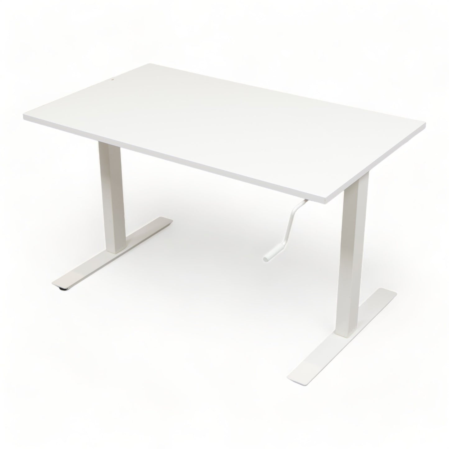 Skrivebord 120x70 cm med sveiv, hvit laminat, IKEA Skarestad