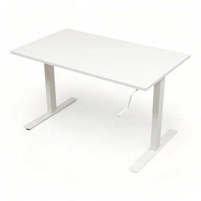 Skrivebord 120x70 cm med sveiv, hvit laminat, IKEA Skarestad