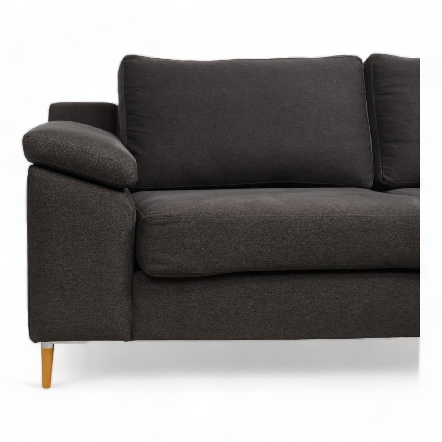 Nyrenset | Mørk grå 3-seter sofa med puff - Secundo