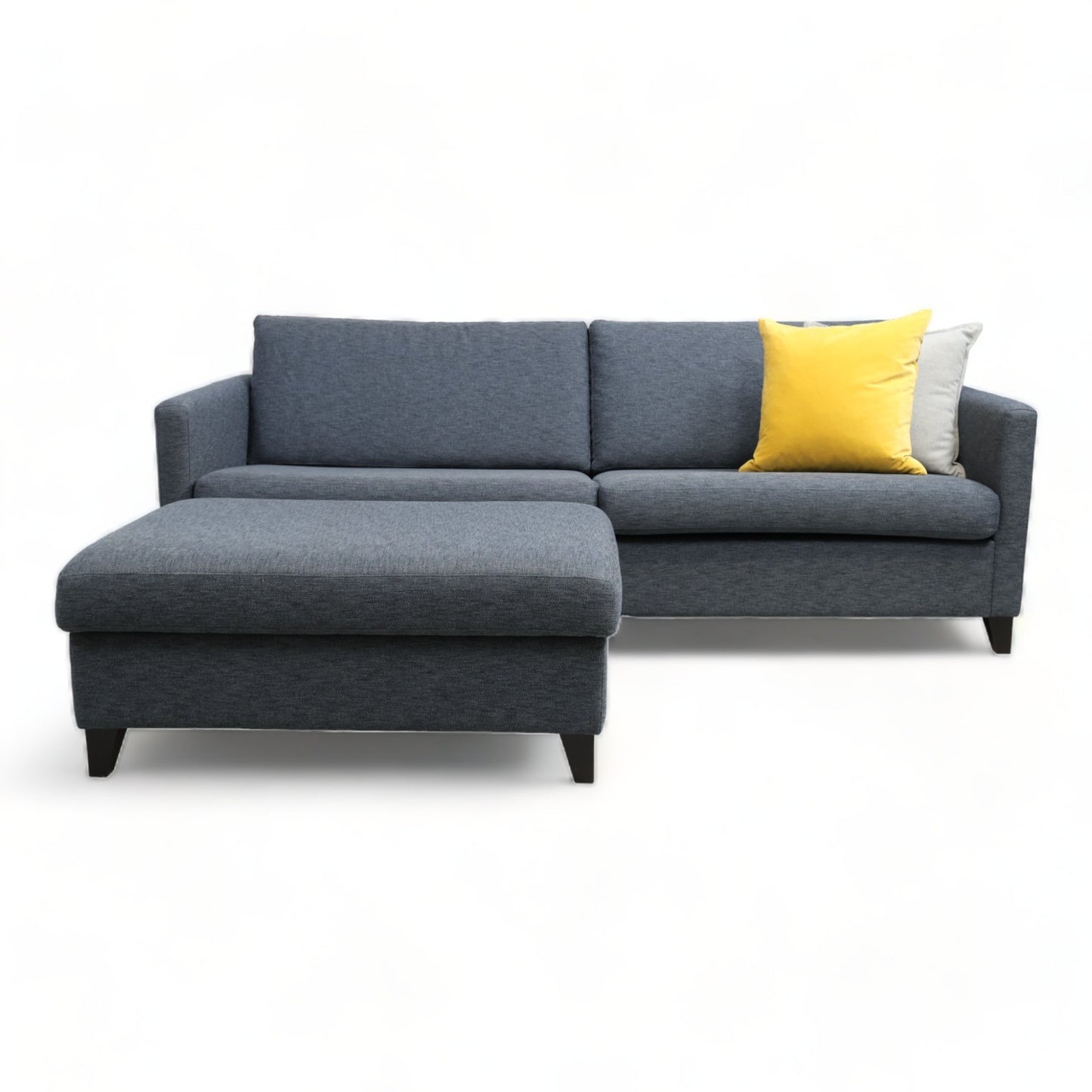 Nyrenset | Mørk blå Sits 3-seter sofa med puff