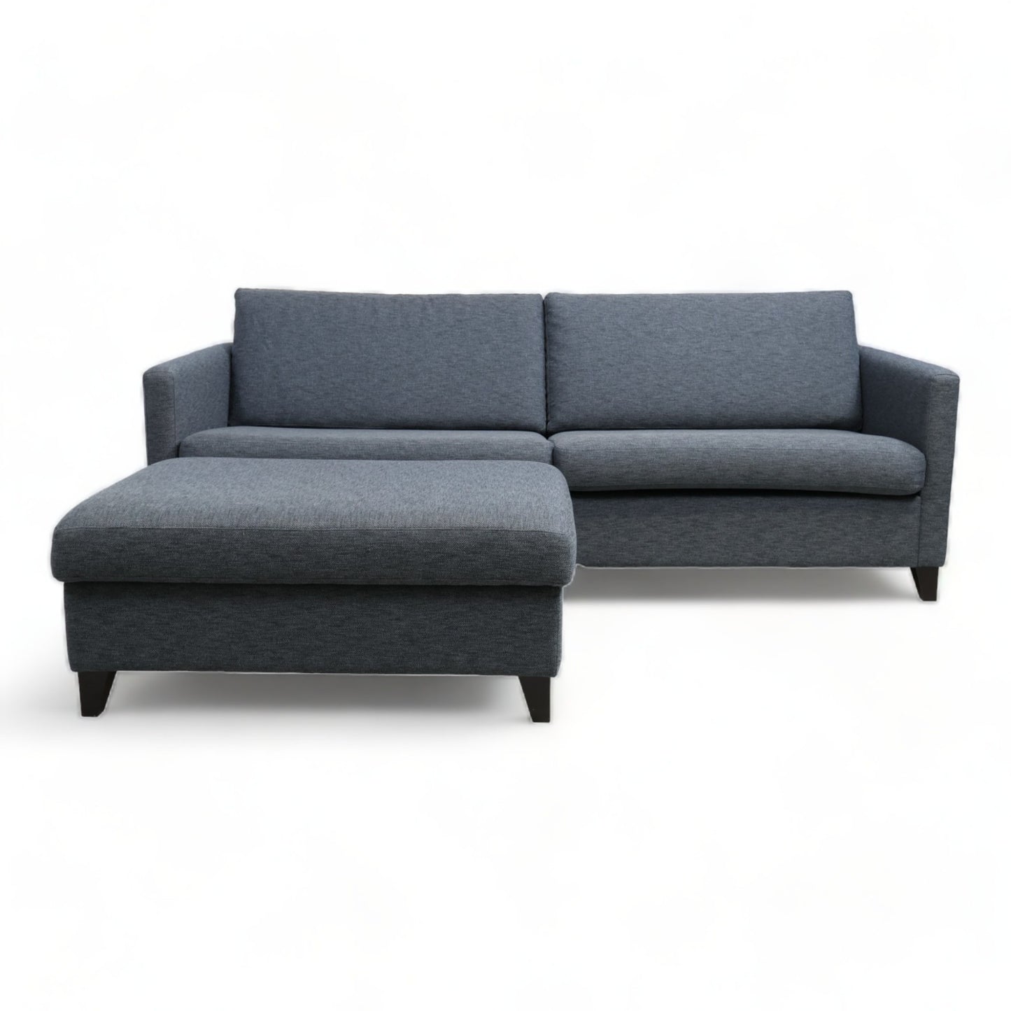 Nyrenset | Mørk blå Sits 3-seter sofa med puff