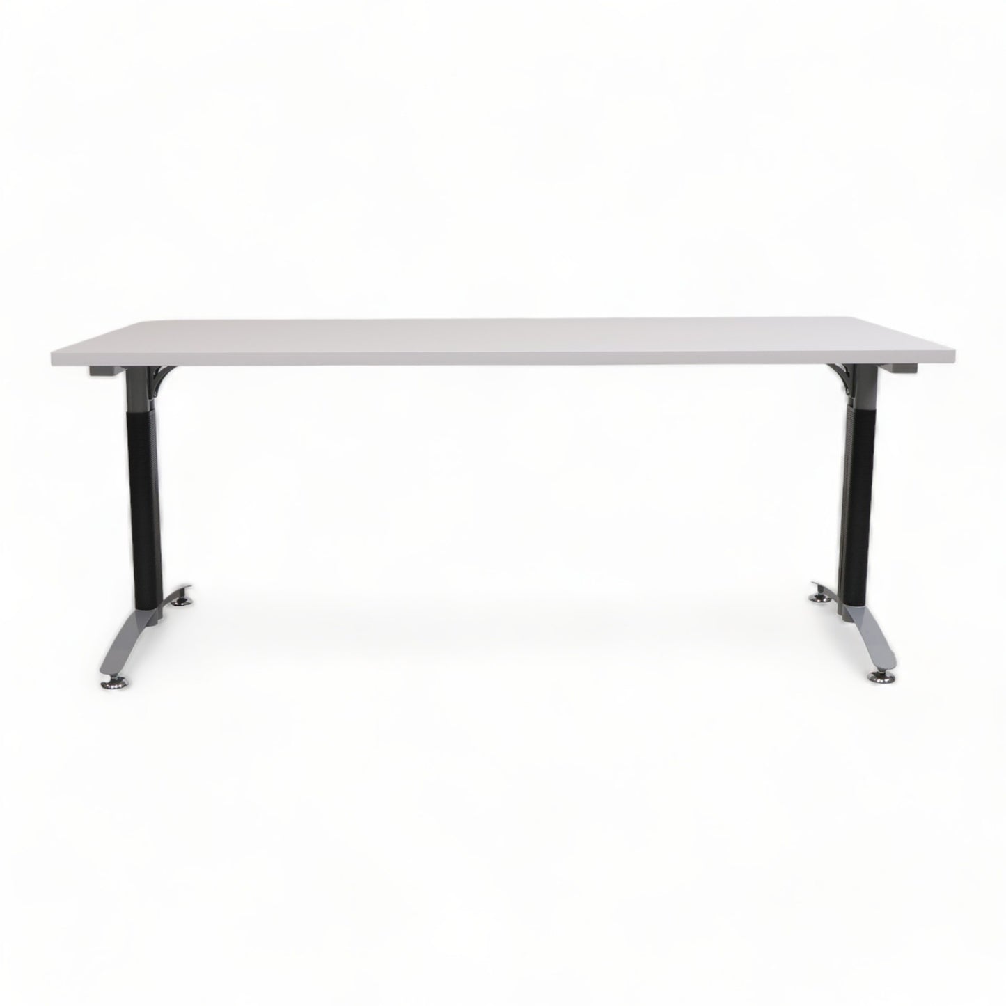 Kvalitetssikret | 180x80 cm, grått skrivebord på sort understell