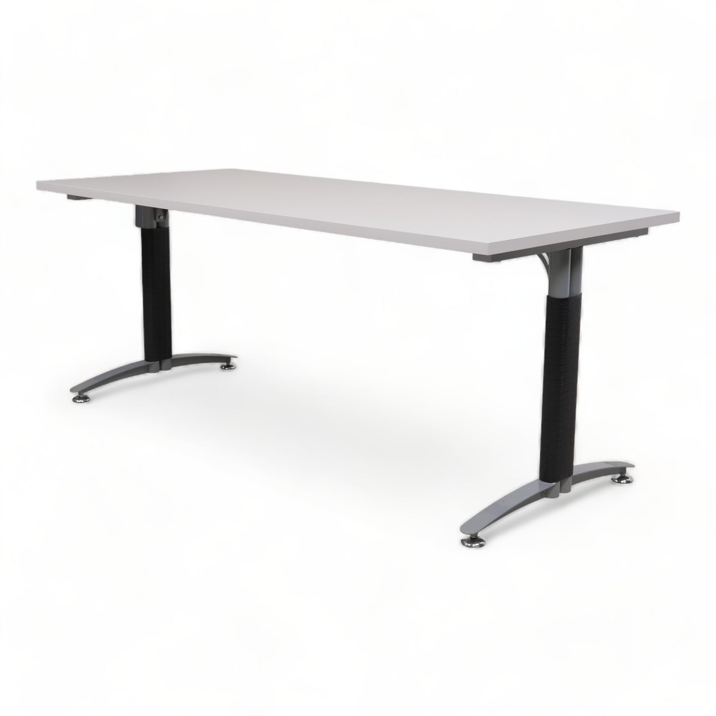 Kvalitetssikret | 180x80 cm, grått skrivebord på sort understell