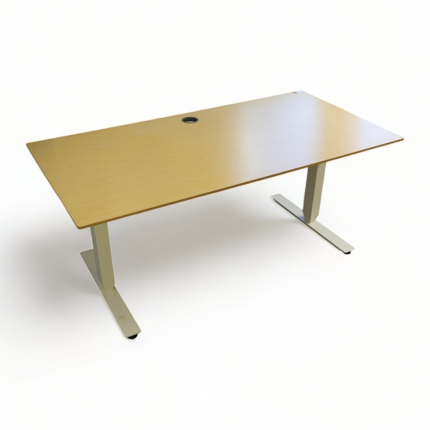 Kvalitetsikret | 160x80, elektrisk hev/senk skrivebord med hvitt understell