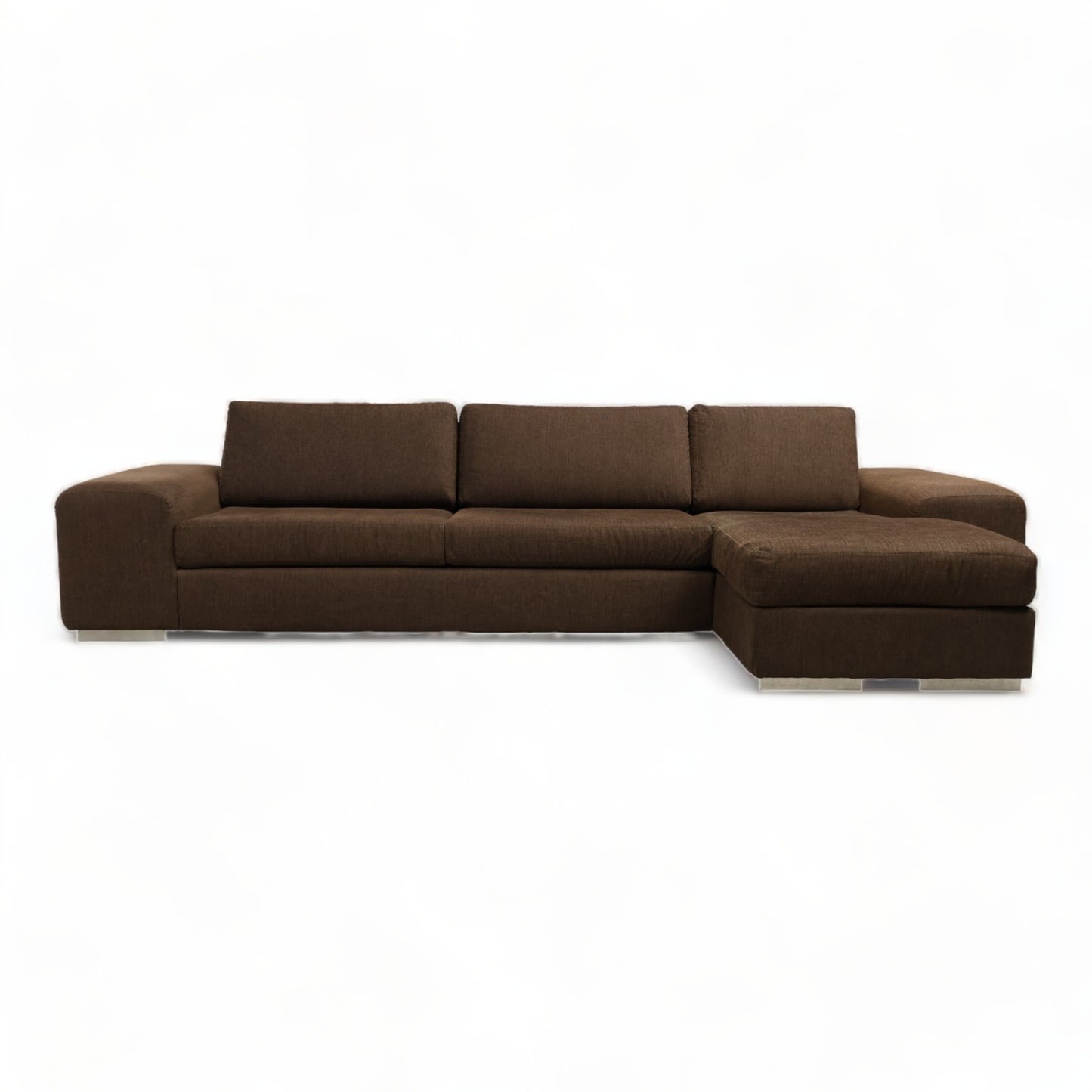 Nyrenset | Brun sofa med sjeselong