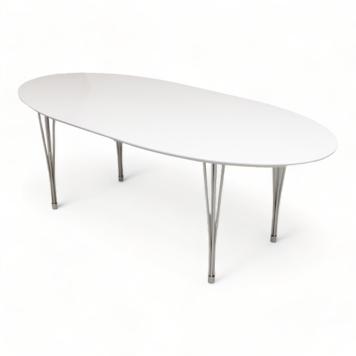 Kvalitetsikret | 220x100 cm, moderne møtebord i hvit/krom