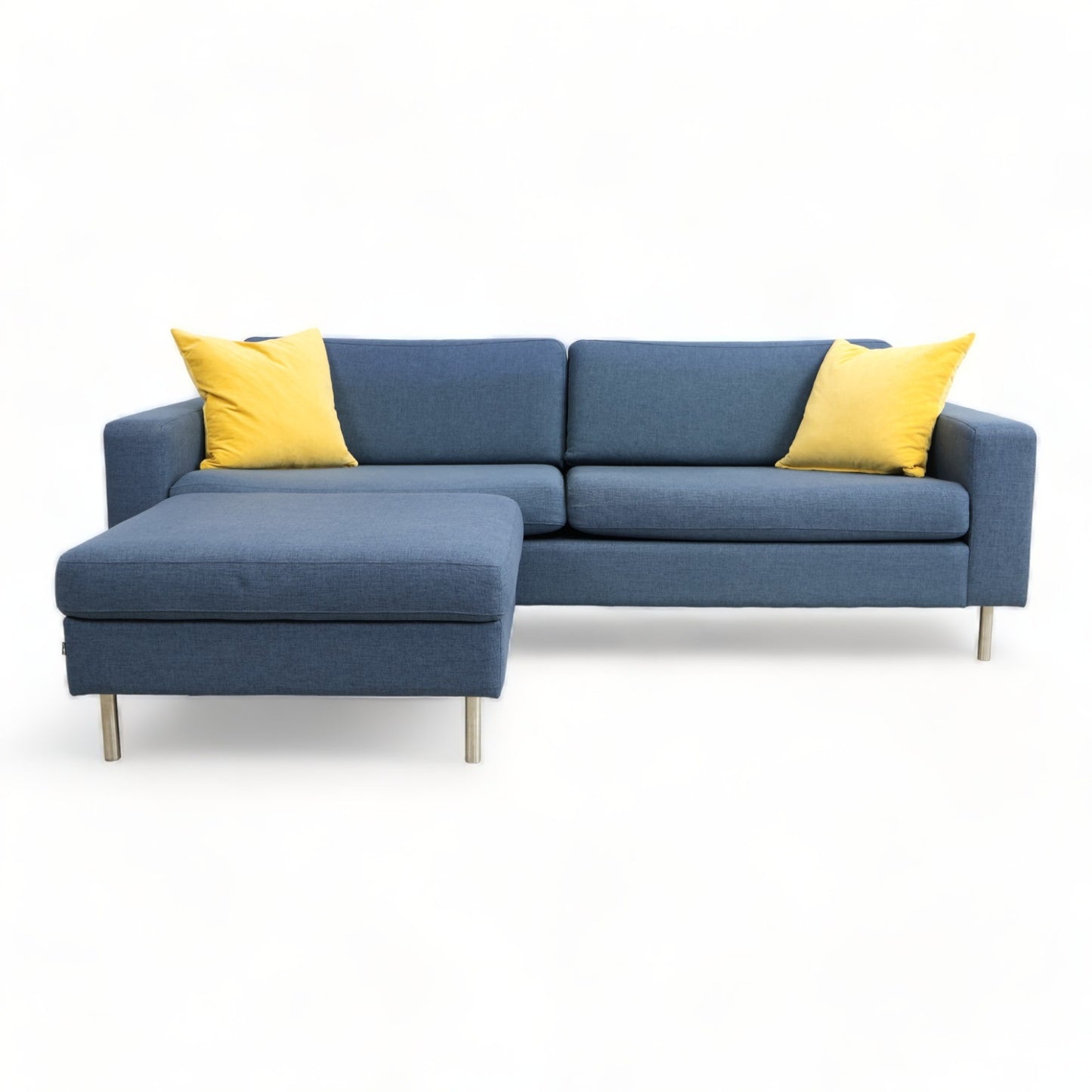 Nyrenset | Blå Bolia Scandinavia 3-seter sofa med puff