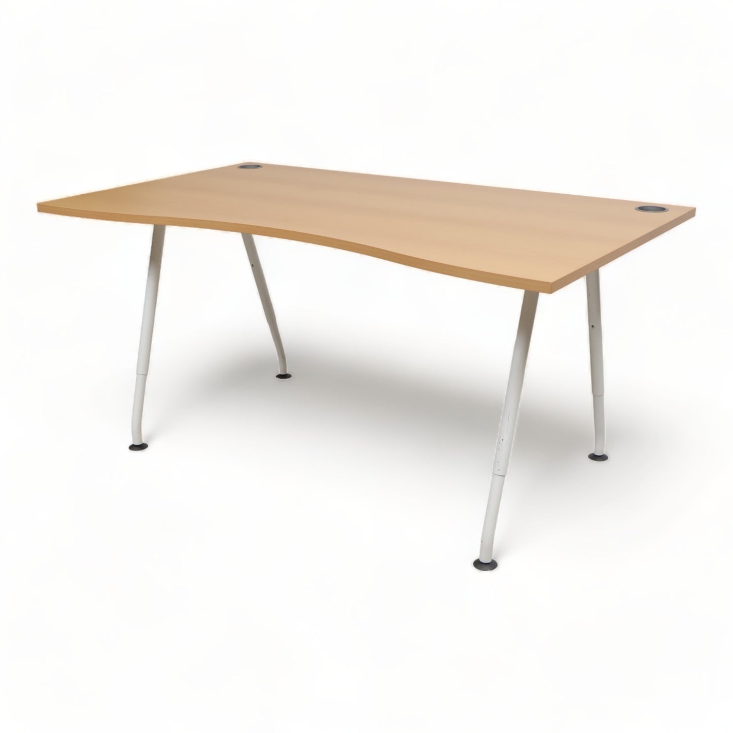 Kvalitetssikret | 160×90 cm, manuelt justerbart skrivebord med hvitt Horreds understell