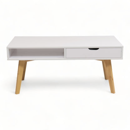 Kvalitetssikret | Moderne Jysk sofabord i hvit med eikebein