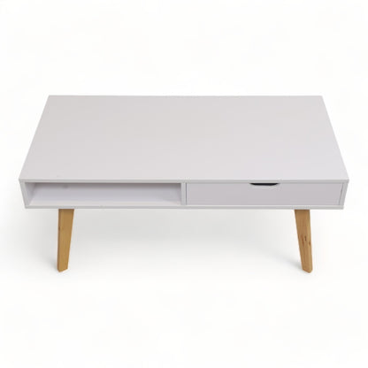 Kvalitetssikret | Moderne Jysk sofabord i hvit med eikebein