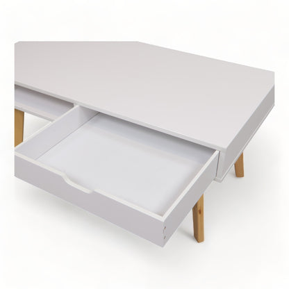 Kvalitetssikret | Moderne Jysk sofabord i hvit med eikebein