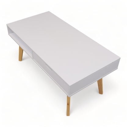 Kvalitetssikret | Moderne Jysk sofabord i hvit med eikebein