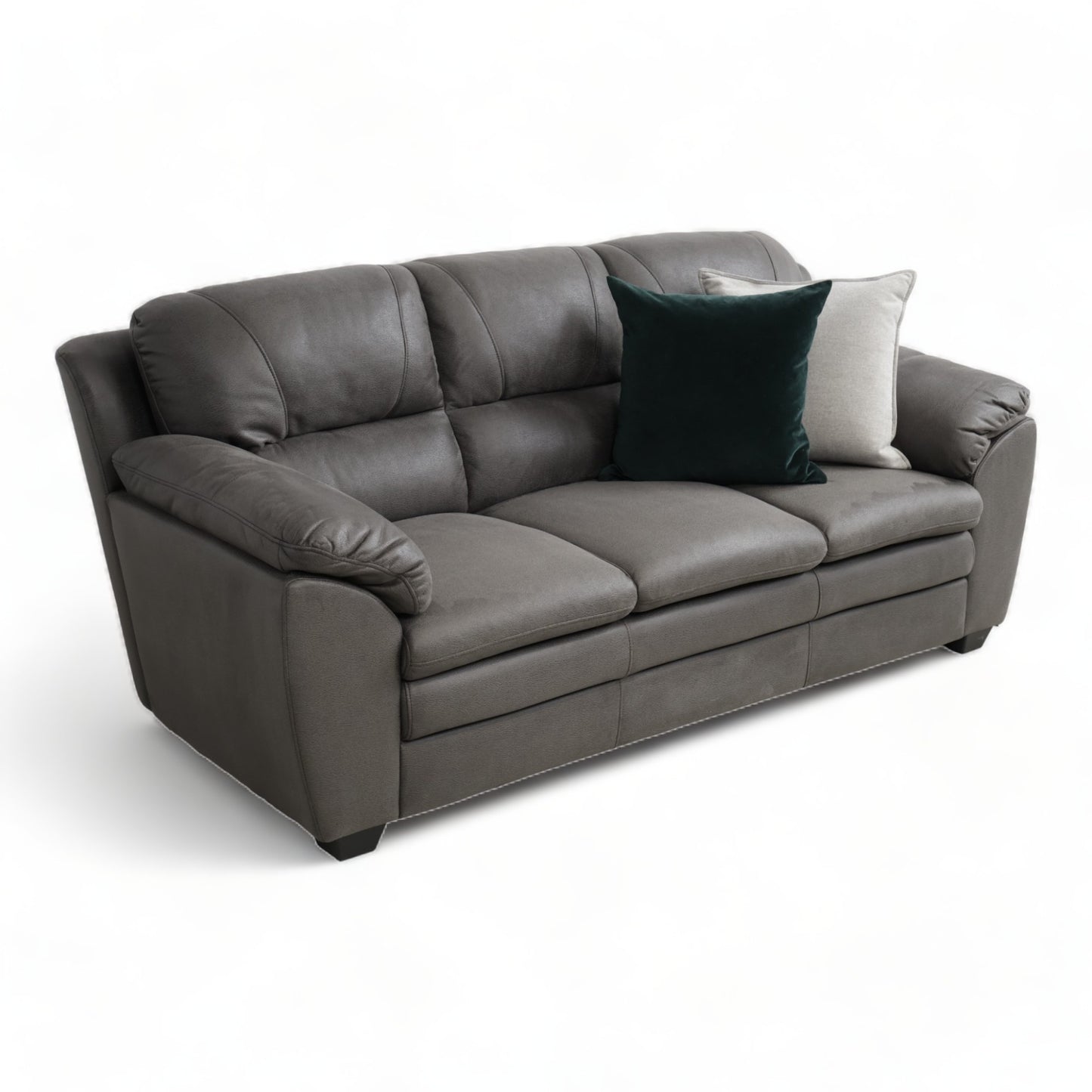 Nyrenset | Grå 3-seter sofa i imitert skinn