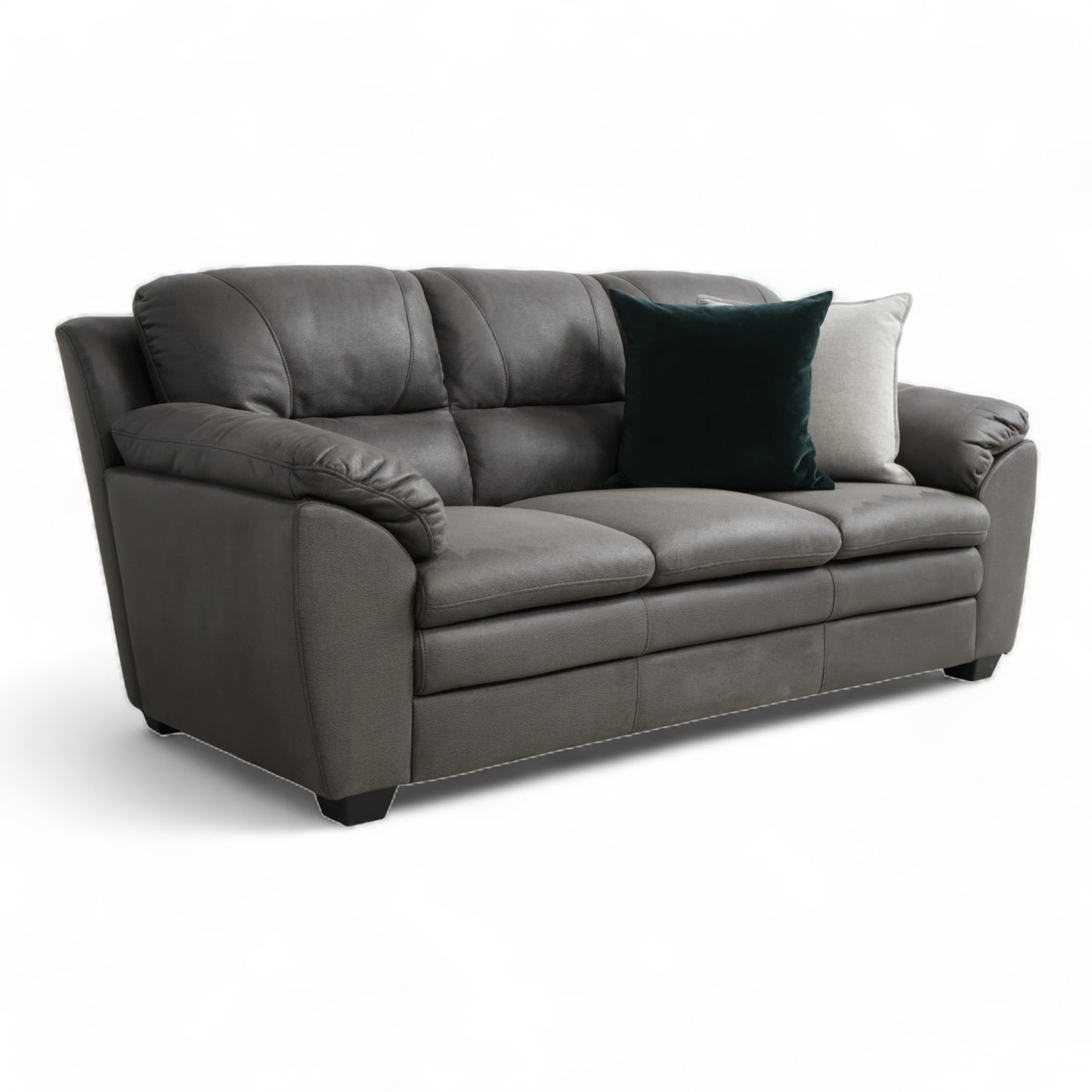 Nyrenset | Grå 3-seter sofa i imitert skinn