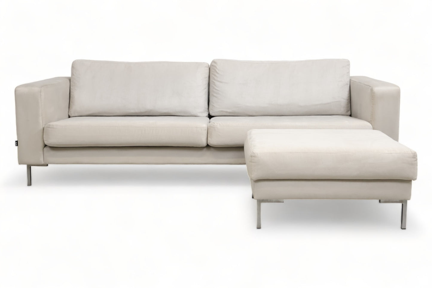 Nyrenset | Beige Raun 3-seter sofa med puff