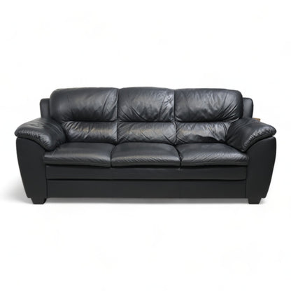 Nyrenset | Svart Mission 3-seter skinnsofa