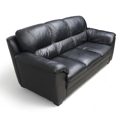 Nyrenset | Svart Mission 3-seter skinnsofa