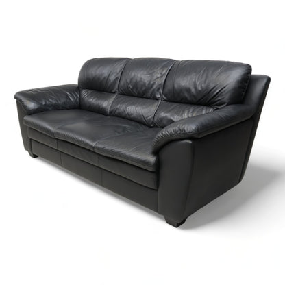 Nyrenset | Svart Mission 3-seter skinnsofa