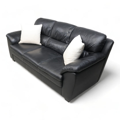 Nyrenset | Svart Mission 3-seter skinnsofa